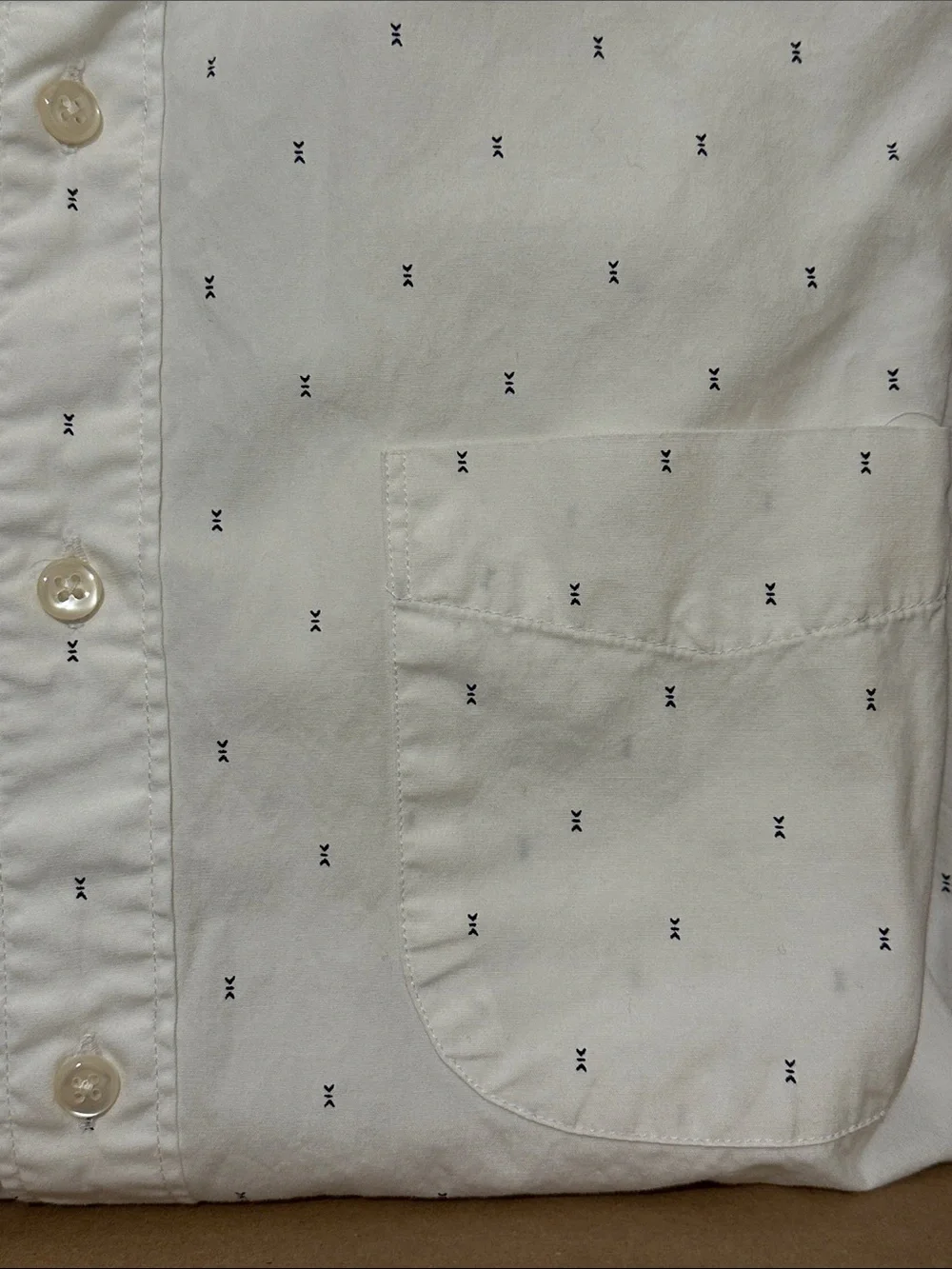 J. Crew Slim White Button-Down Shirt with Micro Navy/ black Motif - Picture 3 of 4